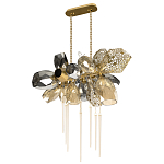 Люстра подвесная с 18-ю стеклянными плафонами с вертикальными подвесками Gilded Mirage  варинант исполнения - 5 | Loft Concept в Барнауле