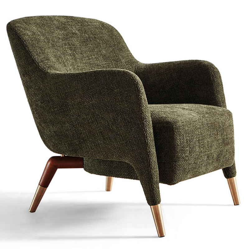Дизайнерское кресло Gio Ponti D.151.4 Armchair Зеленый Коричневый Латунь Дизайнерское кресло Gio Ponti D.151.4 Armchair Зеленый Коричневый Латунь в Барнауле | Loft Concept