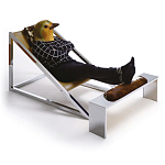 Дизайнерское кресло на металлическом каркасе с подставкой для ног Poltronova Mies Armchair варинант исполнения - 2 | Loft Concept в Барнауле