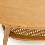 Журнальный стол из массива дуба и декором из плетеного ротанга Reyer Rattan Coffee Table варинант исполнения - 3 | Loft Concept в Барнауле