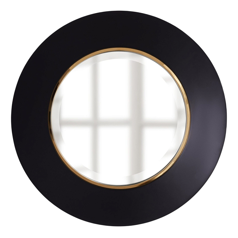 Чёрное настенное зеркало с золотым кантом Porunalia Зеркало Черный Золотой в Барнауле | Loft Concept 