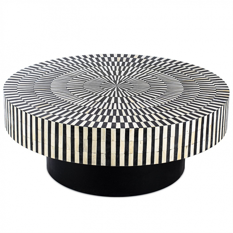 Журнальный стол Round Indian Bone Inlay coffee table Черно-белый Журнальный стол Round Indian Bone Inlay coffee table Черно-белый в Барнауле | Loft Concept