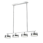 Люстра светодиодная с 4-мя круглыми прозрачными плафонами цилиндрической формы из акрила и стекла с пультом для регулировки света Glass Lamp Chromium варинант исполнения - 1 | Loft Concept в Барнауле