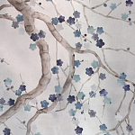 Обои ручная роспись Plum Blossom Inky Hokusai on Sterling Silver gilded silk варинант исполнения - 1 | Loft Concept в Барнауле