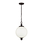 Подвесной светильник с белым стеклянным плафоном в форме шара на цепи Feiss варинант исполнения - 2 | Loft Concept в Барнауле