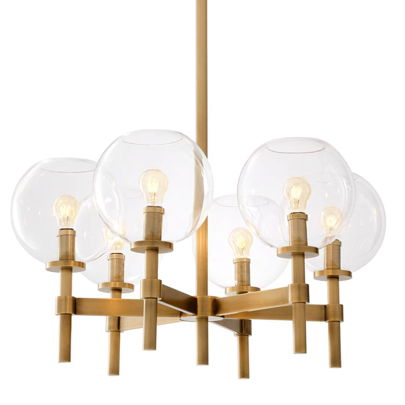 Люстра Chandelier Jade S Латунь Античная полированная Прозрачное Стекло в Барнауле | Loft Concept 