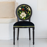 Стул чёрный из натурального бука с изображением птица в саду Blooming Red Birds варинант исполнения - 3 | Loft Concept в Барнауле