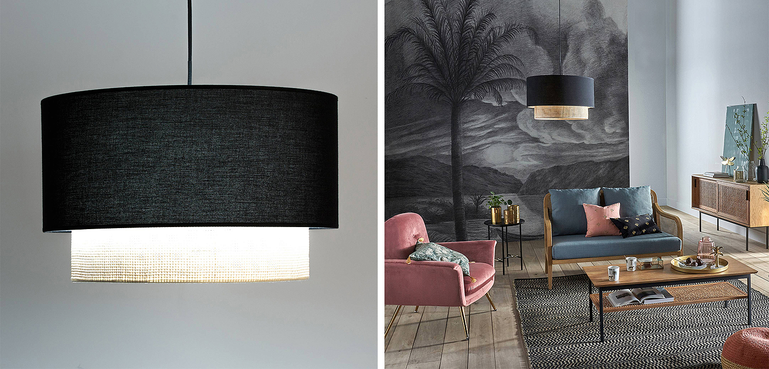 Подвесной светильник Ottar Wicker Black lampshade Подвесной светильник Ottar Wicker Black lampshade - Loft-Concept в Барнауле