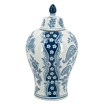 Ваза с крышкой и голубым цветочным рисунком 37 см Blue & White Ornament варинант исполнения - 2 | Loft Concept в Барнауле