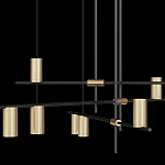 Люстра с 9-ю цилиндрическими плафонами цвета латунь TRIBES CHANDELIER варинант исполнения - 3 | Loft Concept в Барнауле