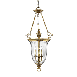 Подвесной светильник латунный с рифленым прозрачным плафоном и тремя свечеподобными лампами в классическом стиле Hinkley варинант исполнения - 1 | Loft Concept в Барнауле