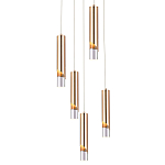 Подвесной светильник Metal Acrylic Tube Five Gold Hanging Lamp варинант исполнения - 1 | Loft Concept в Барнауле