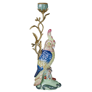 Подсвечник в образе попугая из фарфора с бронзовыми элементами Eden Garden
