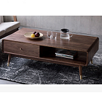 Кофейный стол из дерева с ящиком и нишей для хранения Coffee Walnut Table варинант исполнения - 3 | Loft Concept в Барнауле