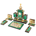 Настольный письменный набор из малахита и долерита с декором в виде герба России Leader Organizer варинант исполнения - 2 | Loft Concept в Барнауле