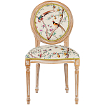 Стул из массива бука бежевый с изображением птиц и цветов Beige Green Chinoiserie Peach Garden Chair варинант исполнения - 1 | Loft Concept в Барнауле