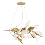 Люстра подвесная с декоративными белыми и золотыми листьями на текстурном основании Wintery flovers варинант исполнения - 2 | Loft Concept в Барнауле