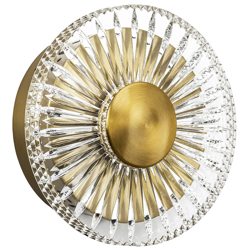 Бра с круглым рельефным плафоном Glass Peonies Brass Wall Lamp Прозрачный Бронза Бра с круглым рельефным плафоном Glass Peonies Brass Wall Lamp Прозрачный Бронза в Барнауле | Loft Concept