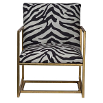 Кресло с металлическим золотистым каркасом и мягкой обивкой с чёрно-белым принтом зебры Wild animals варинант исполнения - 1 | Loft Concept в Барнауле