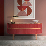 Дизайнерский комод овальный с розовой бархатной обивкой Edith варинант исполнения - 2 | Loft Concept в Барнауле