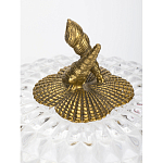 Конфетница прозрачная стеклянная на бронзовых ножках в виде морских коньков с крышкой в виде ракушки Eden Garden варинант исполнения - 2 | Loft Concept в Барнауле