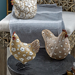 Статуэтка курица с белым цветочным узором и металлическими ножками Rustic Chicken варинант исполнения - 4 | Loft Concept в Барнауле