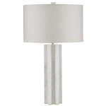 Настольная лампа мраморная с тканевым цилиндрическим абажуром Sharpened варинант исполнения - 4 | Loft Concept в Барнауле