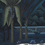 Обои ручная роспись Phuljhari Original colourway on Empire Blue dyed silk варинант исполнения - 3 | Loft Concept в Барнауле