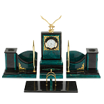 Настольный письменный набор из змеевика тёмно-зелёного цвета с декором в виде орла Successful Leader варинант исполнения - 1 | Loft Concept в Барнауле