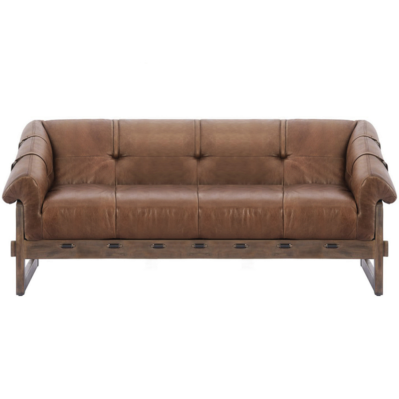 Трехместный диван Duncan винтажная коричневая кожа Коричневый винтаж в Барнауле | Loft Concept 