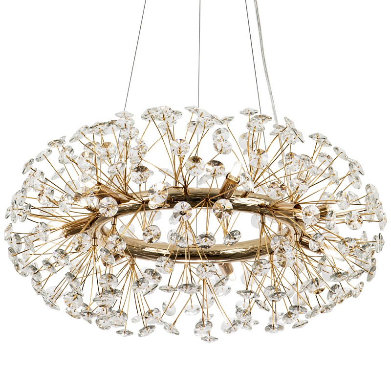 Круглая подвесная люстра Crystal Dandelions Chandelier Глянцевое золото Прозрачный Круглая подвесная люстра Crystal Dandelions Chandelier Глянцевое золото Прозрачный в Барнауле | Loft Concept