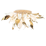 Люстра потолочная с декоративными белыми и золотистыми листьями Wintery flovers варинант исполнения - 1 | Loft Concept в Барнауле