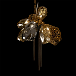 Люстра подвесная со стеклянными плафонами из дымчатого и золотистого с тремя вертикальными подвесками Gilded Mirage  варинант исполнения - 7 | Loft Concept в Барнауле