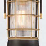 Настенный фонарь цилиндрической формы с рифленым стеклом в золотом каркасе на черном прямоугольном основании Eurofase варинант исполнения - 15 | Loft Concept в Барнауле