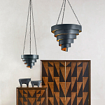 Подвесной светильник в форме спирали черный с золотой внутренней отделкой Warm Glow варинант исполнения - 3 | Loft Concept в Барнауле