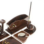 Настольный письменный набор с часами из природного камня обсидиана Competent Leader варинант исполнения - 5 | Loft Concept в Барнауле