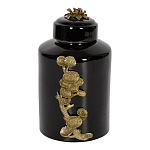 Банка с крышкой из фарфора с бронзовым цветочным элементом Eden Garden варинант исполнения - 1 | Loft Concept в Барнауле