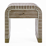 Тумбочка прикроватная с ящиком Tofino Stripes Bone Inlay Bedside Beige варинант исполнения - 1 | Loft Concept в Барнауле