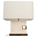 Настольная лампа с прямоугольным основанием из натурального камня c тканевым абажуром Lapis Tiburtinus варинант исполнения - 3 | Loft Concept в Барнауле