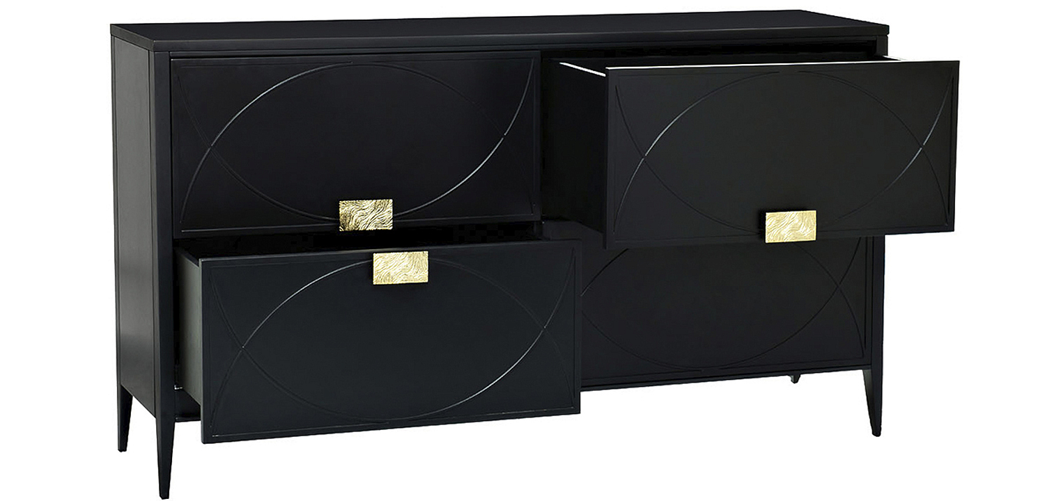 Комод с 4-мя ящиками Amelie Black Chest of Drawers Черный Комод с 4-мя ящиками Amelie Black Chest of Drawers Черный - Loft-Concept в Барнауле