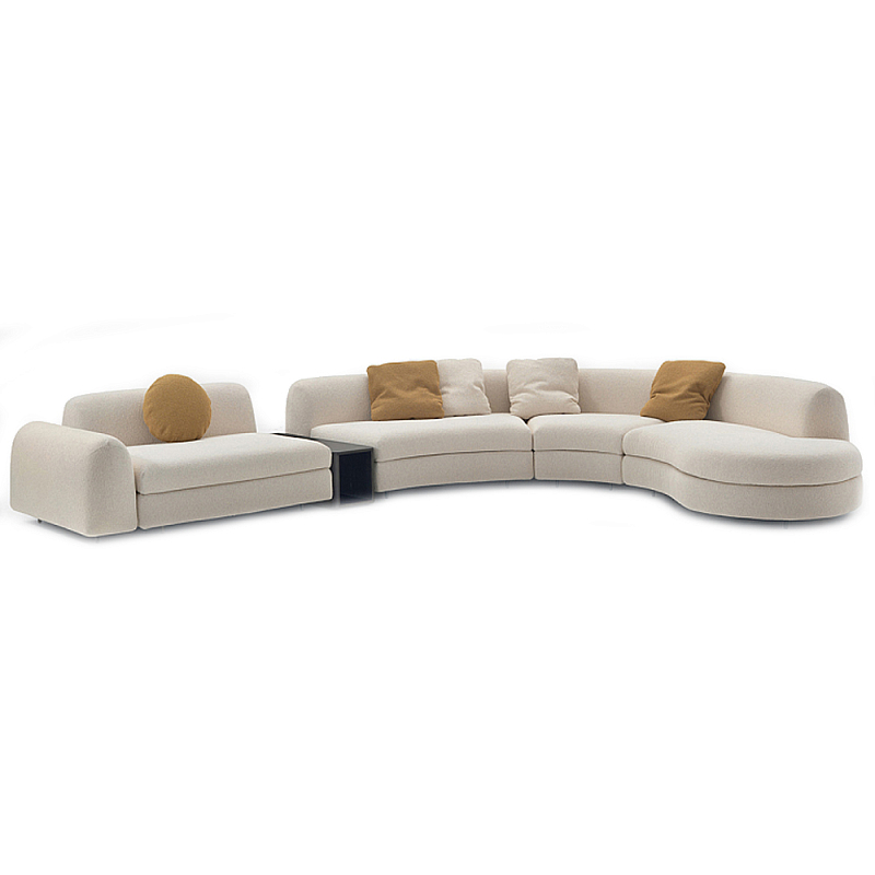 Угловой Диван California трансформер со столиком  Молочный Бежевый Черный в Барнауле | Loft Concept 