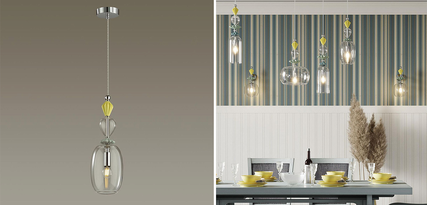 Подвесной светильник Iris Glas hanging lamp candy B chrome Подвесной светильник Iris Glas hanging lamp candy B chrome - Loft-Concept в Барнауле