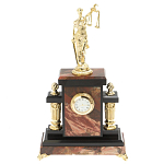 Часы настольные бронзовые из натурального камня Яшма с декором в виде Фемиды Themis Stone Clock варинант исполнения - 1 | Loft Concept в Барнауле