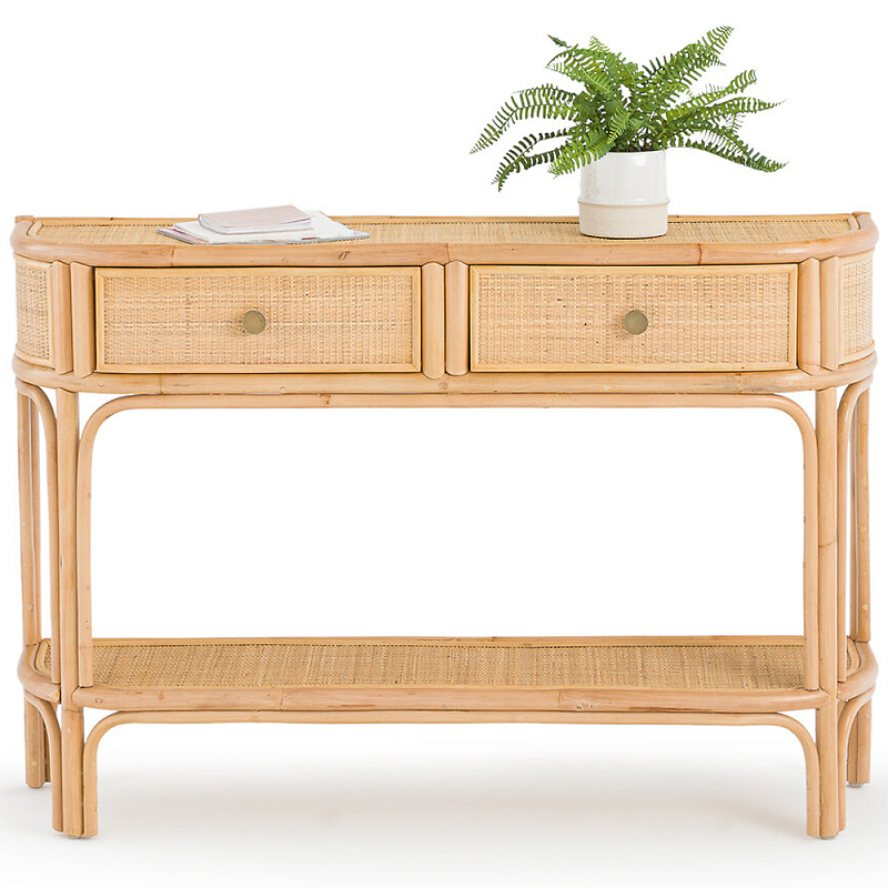 Консоль из плетеного ротанга с ящиками Armelle Rattan Console Древесина Латунь Консоль из плетеного ротанга с ящиками Armelle Rattan Console Древесина Латунь в Барнауле | Loft Concept