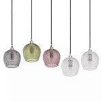 Подвесной светильник каскадный с 5-ю фактурными стеклянными плафонами Cascade with Relief Lampshades варинант исполнения - 3 | Loft Concept в Барнауле