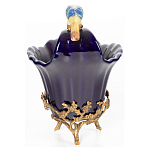 Чаша темно-синего цвета из фарфора с разноцветной птичкой Eden Garden porcelain and bronze варинант исполнения - 11 | Loft Concept в Барнауле
