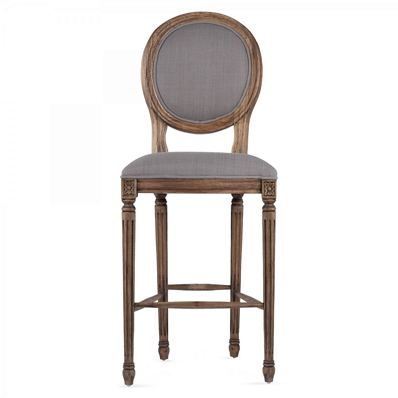 Барный стул REGENCY MEDALLION BARSTOOL Taupe Linen Дерево Акация Серый в Барнауле | Loft Concept 