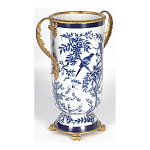 Ваза с бронзовыми ручками и синим цветочным узором Blue & White Ornament варинант исполнения - 2 | Loft Concept в Барнауле