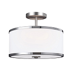 Потолочный светильник с цилиндрическим плафоомн из опалового матового стекла с металлическим обручем Feiss варинант исполнения - 1 | Loft Concept в Барнауле