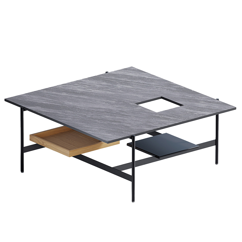 Karat журнальный столик цвета серый камень с съемным подносом Серый Черный в Барнауле | Loft Concept 